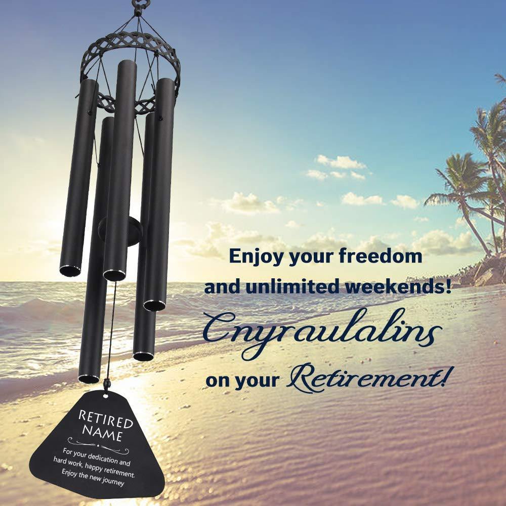 Personalized Retirement Gift Wind Chimes-30 Inch, 6 Tubes-Hollowed-out Metal Design