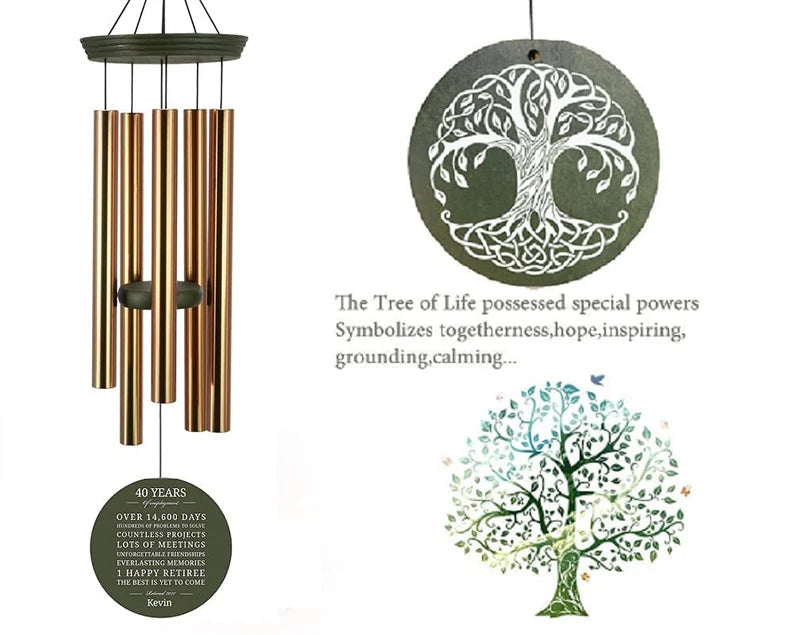 Personalized Retirement Gifts-36 Inch, 5 Tubes, Gold-Disc Top, Life Tree Style For Teacher, Coworkers, Gifts. - Astarin