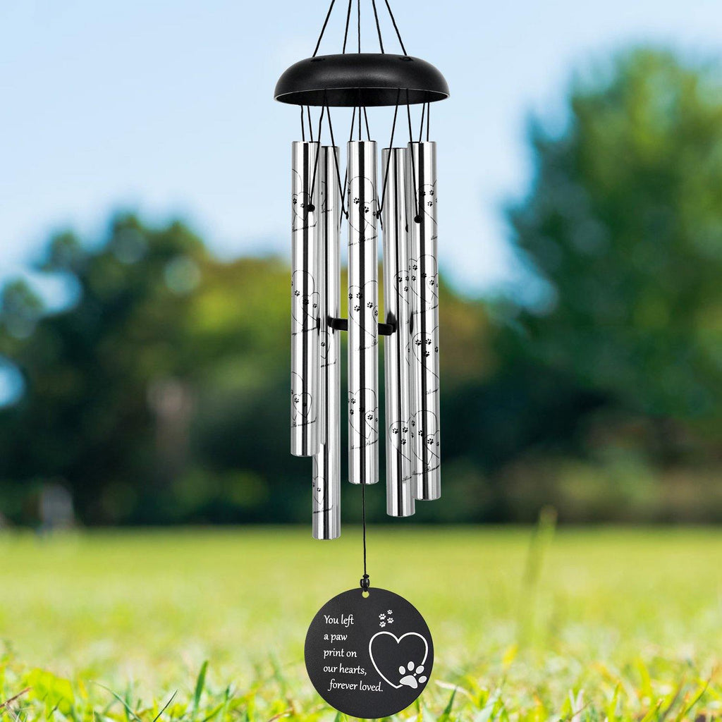 Pet Memorial Series - Wind Chimes 30 Inch in Memory of Lossed Love for Pets Silver 5 Tubes