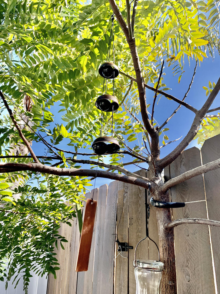 Temple Copper Wind Chimes - 26 Inch Three Bells Garden Home Decor