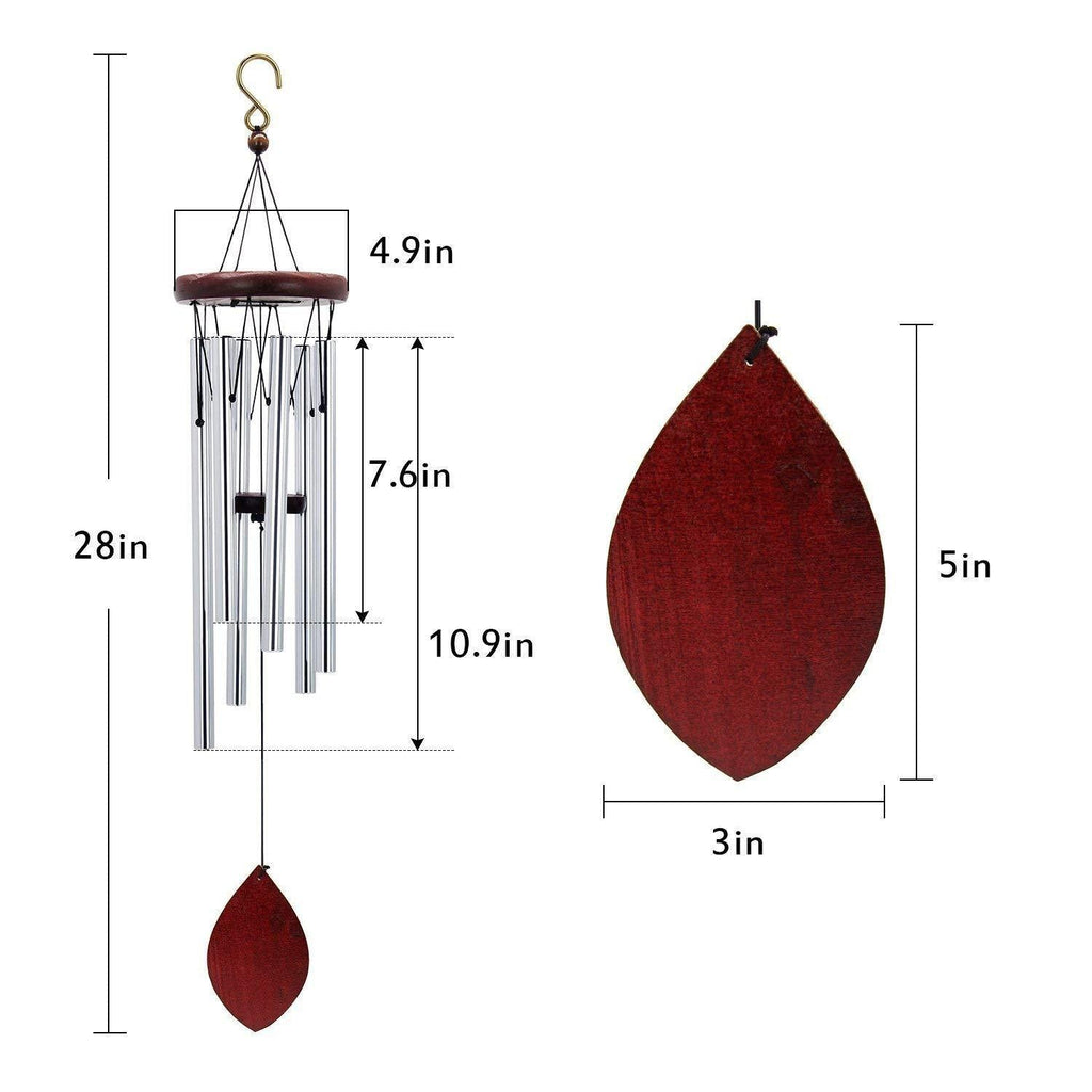 Wooden 28 Inch Wind Chimes with Drop Style Windcatcher